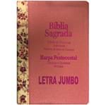 Bíblia Edição de Promessas Letra Jumbo Luxo Rosa e Floral