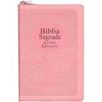Bíblia Letra Gigante Almeida Atualizada Zíper com Índice Rosa