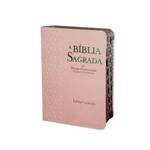 Bíblia Letra Grande Estrela de Davi Feminina Rosa com Harpa - 12x16