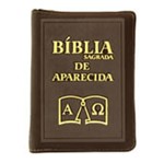 Bíblia Sagrada de Aparecida com Capa de Ziper Simples na Cor Marrom | SJO Artigos Religiosos