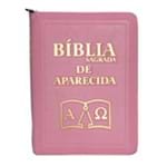 Bíblia Sagrada de Aparecida com Capa de Ziper Simples na Cor Rosa | SJO Artigos Religiosos