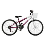 Bicicleta Aro 24 Serena Plus 21 Marchas - Master Bike - Violeta com Branco
