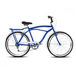 Bicicleta Aro 26 Beach Retrô Azul e Branca 6 Velocidades