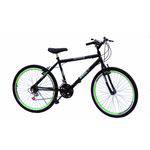 Bicicleta Aro 26 Masc 18m Preta com Aero Verde Neon