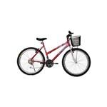 Bicicleta Aro 26 Mtb 18 Marchas Model Feminina com Cestão Vermelha Athor Bike