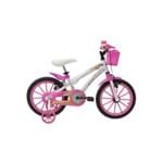 Bicicleta Athor Aro 16 Baby Lux Feminino com Cestinha Branca com Kit Rosa