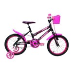 Bicicleta Cairu Aro16 com Cesta Feminina C-High Preto com Rosa