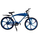 Bicicleta com Tanque Embutido - Quadro de Alumínio Reforçado para Motorização - Azul