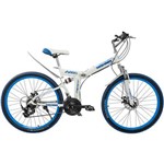 Bicicleta Dobrável Aro 26 Bicimoto 21 Marchas - Branca/Azul