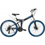 Bicicleta Dobrável Aro 26 Bicimoto 21 Marchas – Preta/Azul