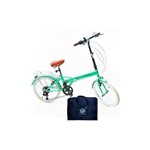 Bicicleta Dobrável Fênix Verde com Bolsa para Transporte