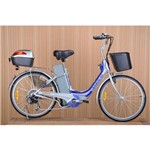 Bicicleta Elétrica 6 Marchas com Capacete Modelo Holly Azul - Magias Italiane