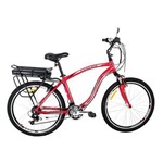 Bicicleta Elétrica E-City, Vermelha, Aro 26 com 21 Marchas