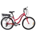 Bicicleta Eletrica E-Town Aro 26 na Cor Vermelha, com Quadro em Aluminio 21 Velocidades