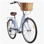 Bicicleta Feminina Mobele Hit 7v Azul com Cestinha