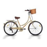 Bicicleta Feminina Mobele Imperial 7v Bege com Cestinha