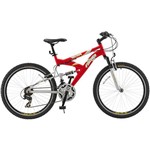 Bicicleta Fischer Vector Full Suspension Aro 26 Shimano TX 21 Velocidades - Vermelha