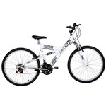 Bicicleta Full Suspension Kanguru Aro 26 V- Brake 18 Marchas Branca Polimet