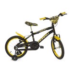 Bicicleta Infantil Aro 16 Rharu Tech Morcego Preta com Amarelo
