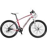 Bicicleta Mountain Bike Ferarri MTB Fibra de Carbono Aro 26 27 Marchas - Branca/Vermelha