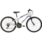 Bicicleta Mtb Aro 24 Masculina V- Brake 18 Marchas Aço Carbono Rígido Branca Polimet