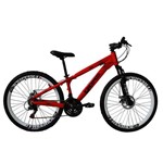 Bicicleta MTB Freeride Aro 26 Freio a Disco 21 Velocidades Cambios Shimano Gios Vermelho Neon - Gios