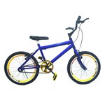 Bicicleta MTB Infantil Aro 20 Free Style Azul e Amarela