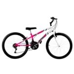 Bicicleta Rebaixada Rosa e Branca Aro 26 18 Marchas Pro Tork Ultra