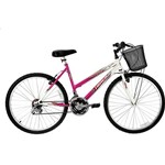 Bicicleta Track & Bikes Feminina Marbela 18-V Aro 26 Branco Magenta
