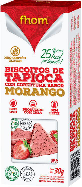 Biscoito de Tapioca C/ Morango 30g 2 Unidades - Fhom