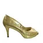 Bizz Store - Sapato Peep Toe Feminino Século XXX Ouro