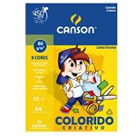Bloco Canson Linha Infantil Colorido Criativo 80/m² A4 210 X 297 Mm com 32 Folhas e 8 Cores - 66667088