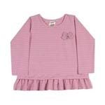 Blusa Cotton Listrado Rosa Blusa Rosa - Bebê Menina - Cotton - Ref:32504-296-G
