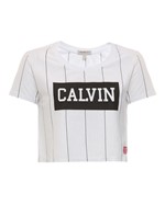Blusa Cropped Infantil Calvin Klein Jeans Listras na Vertical Branco - 6