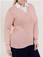 Blusa de Tricot Plus Size Feminina Rosa