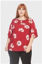 Blusa Estampada Floral Plus Size Vermeho-48
