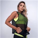 Blusa Fitness Tela com Top Embutido Verde Neon BL237