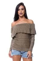 Blusa Flame Tricot Ombro a Ombro Marrom