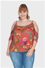 Blusa Floral Plus Size Vermelho-46