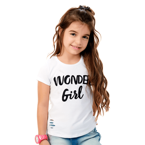 Blusa Infantil Abrange Wonder Girl Branco 04