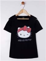Blusa Manga Curta Hello Kitty Juvenil para Menina - Preto