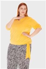Blusa Nó Lateral New Slink Plus Size Amarelo-48/50