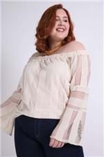Blusa Ombro a Ombro Detalhe Rede Plus Size Bege 54