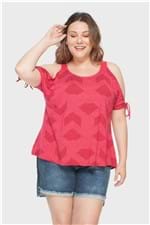 Blusa Ombros Vazados Plus Size Vermelho-44/46