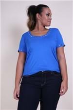 Blusa Plus Size com Tachas Azul M