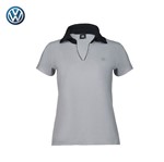Blusa Polo Feminina Cinza com Gola Preta Volkswagen - 17.01.0035 Tamanho G