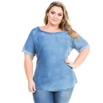 Blusa T-shirt Confidencial Extra Jeans com Pedraria Plus Size