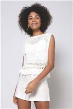 Blusa Tricot Franjas Off White - P