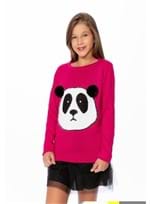 Blusa Tricot Panda com Pompom - Pink 4 - Blusa Tricot Panda com Pompom