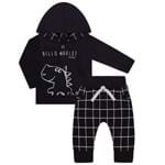 Blusão Capuz C/ Calça Saruel para Bebê em Moletom T-Rex Black - TMX